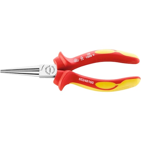 VDE Round Nose Plier, Long L.160 Mm Head Chrome Plated Handles Insulated